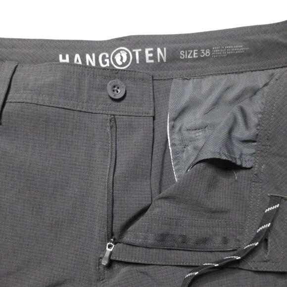 HANG TEN mens HYBRID shorts DARK GRAY summer SURFER quick dry SIZE 38 - Picture 5 of 11